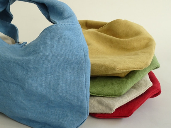 水洗棉/黃麻單手柄包&lt;紅色&gt; 第8張的照片