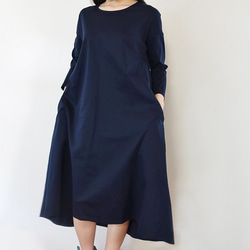 棉質平紋針織休閒連衣裙 第3張的照片