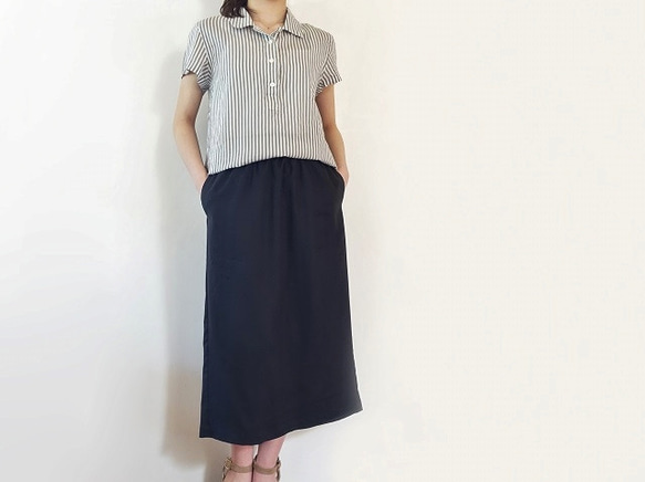 リネン/コットンロングゆるタイトスカート 5枚目の画像