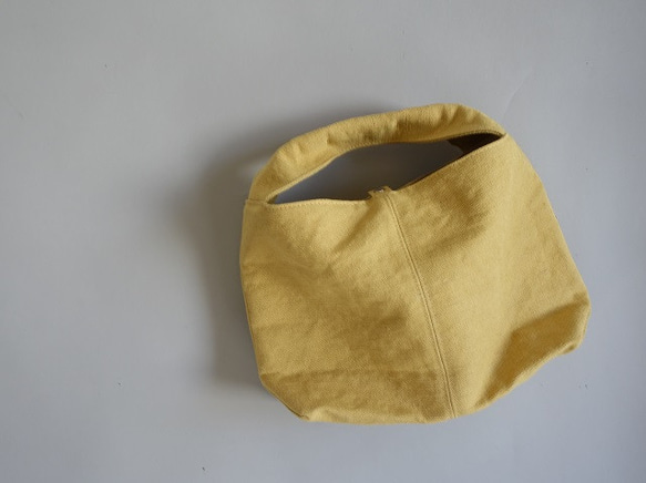 水洗棉/黃麻單手柄包&lt;黃色&gt; 第2張的照片