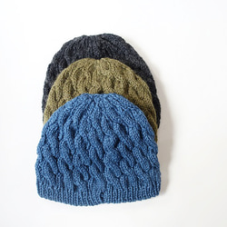 手織基礎款針織帽&lt;孔雀藍&gt; 第1張的照片