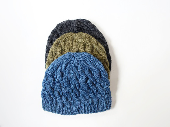 手織基礎款針織帽&lt;孔雀藍&gt; 第1張的照片