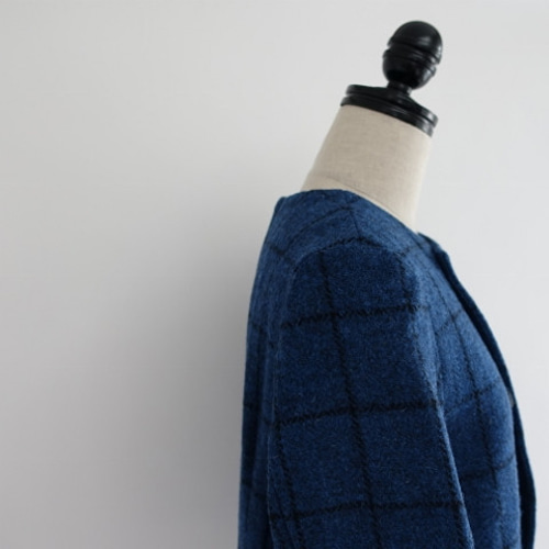 送料無料】ハリスツイードダブルボタンノーカラーコート コート