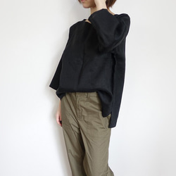 亞麻 3/4 套頭衫（黑色） 第4張的照片