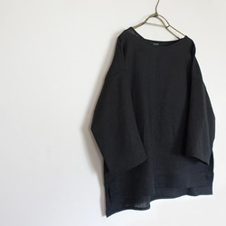 亞麻 3/4 套頭衫（黑色） 第6張的照片