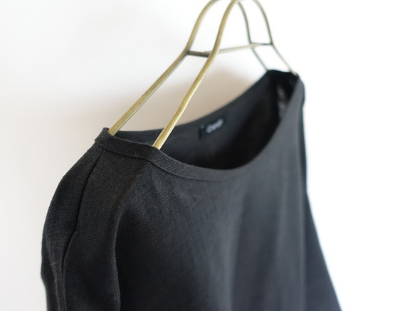 亞麻 3/4 套頭衫（黑色） 第7張的照片