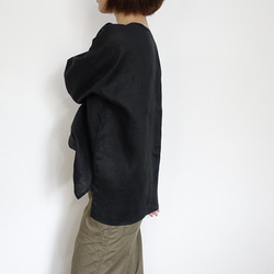 亞麻 3/4 套頭衫（黑色） 第5張的照片