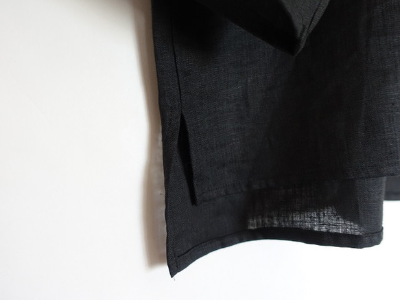 亞麻 3/4 套頭衫（黑色） 第8張的照片