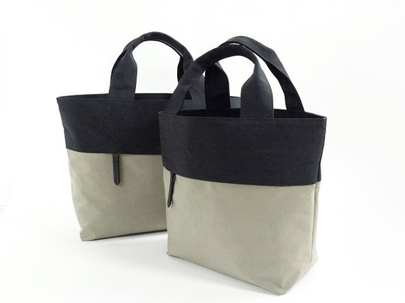 新尺寸/尼龍背包大手提包&lt;黑色×灰色卡其布&gt; 第2張的照片