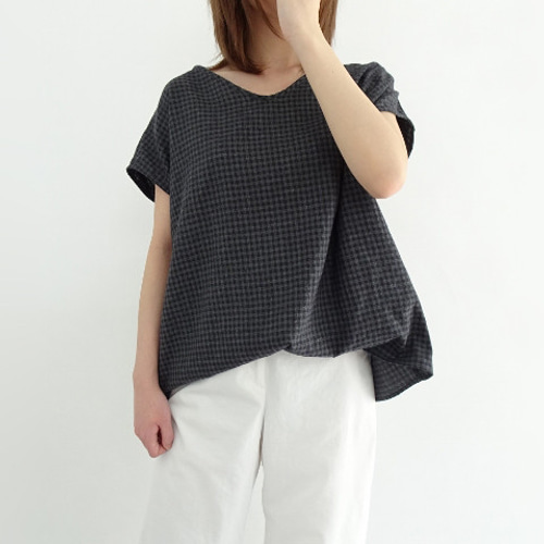 美品 オローネ TANDEYコットンリネン ギンガムチェック 美品 オローネ TANDEYコットンリネン ギンガムチェック