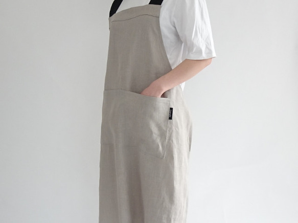 linen One Action Full Apron &lt;黑色&gt; &lt;芥末黃&gt; 第6張的照片