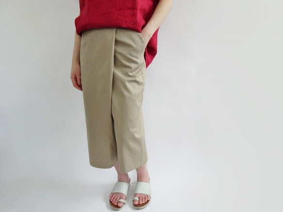 Wrap Style Gaucho 褲子 &lt;米色&gt; 第2張的照片