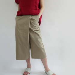Wrap Style Gaucho 褲子 &lt;米色&gt; 第5張的照片