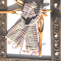 手紡ぎ　手織りのストール 3枚目の画像