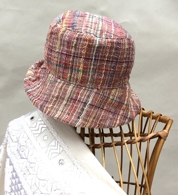 手紡ぎ手織り綿帽子 3枚目の画像