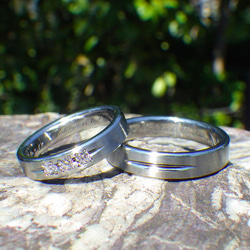 【金属アレルギーフリー】ハフニウムとダイヤモンドの組み合わせの美しさ！ハフ二ウムの結婚指輪 1枚目の画像