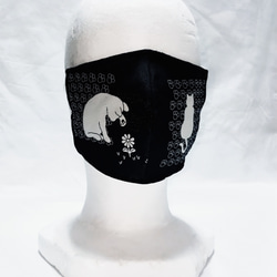 猫 マスク ジャガード織 白猫 1枚目の画像