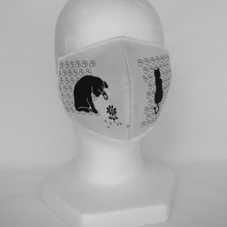 猫 マスク ジャガード織 黒猫 1枚目の画像