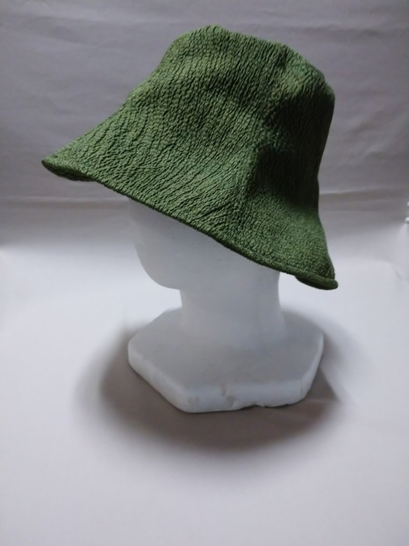 母の日シルク帽子 手染め 緑色【染ノ遊ビ】 2枚目の画像