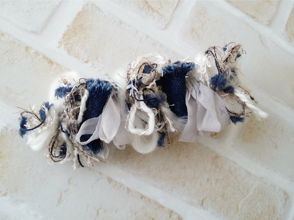 裂き布リボン入引き揃え糸✨ヘアクリップ