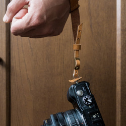 現貨 植鞣牛皮DSLR相機腕帶  淺棕色 第3張的照片