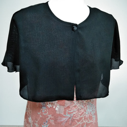 着物リメイク　絽　ケープ　少しシースルー　黒 4枚目の画像