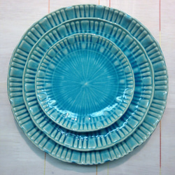 ティンガーラ雪様＊5寸皿-HANABI-青 4枚目の画像