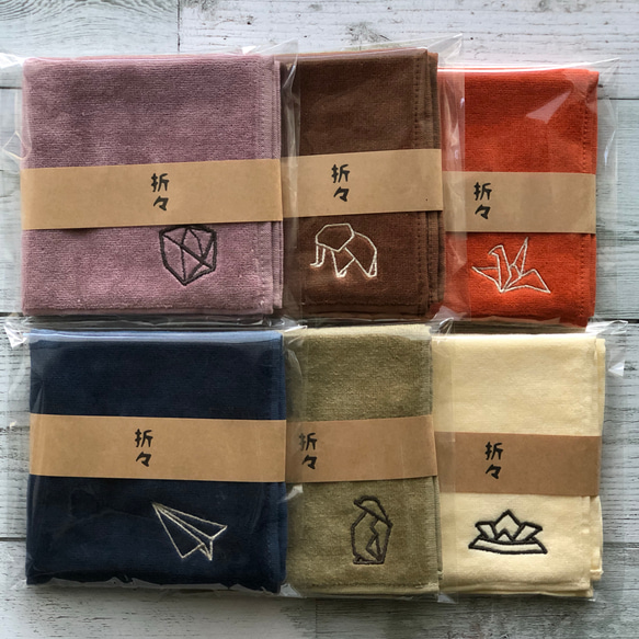 折り紙刺繍タオルハンカチ（今治タオル）のし帯サービス 1枚目の画像