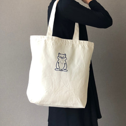 【しばいぬ】座狗-zaku- 刺繍 トートバッグ　大容量Lサイズでエコバッグにも最適 3枚目の画像