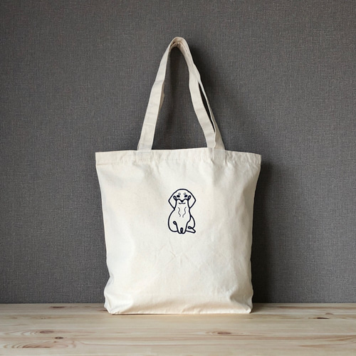 わん活デニム ダックスフンド 刺繍 デニムリメイク バッグ ケミカルウォッシュB わん活デニム ダックスフンド 刺繍 デニムリメイク バッグ