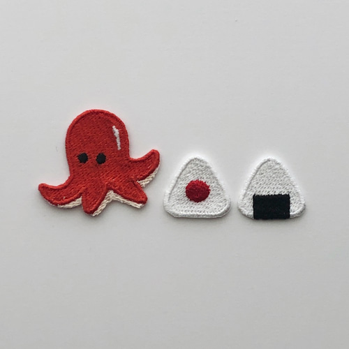 たこさんウインナーとミニおにぎりセット 刺繍シール ワッペン