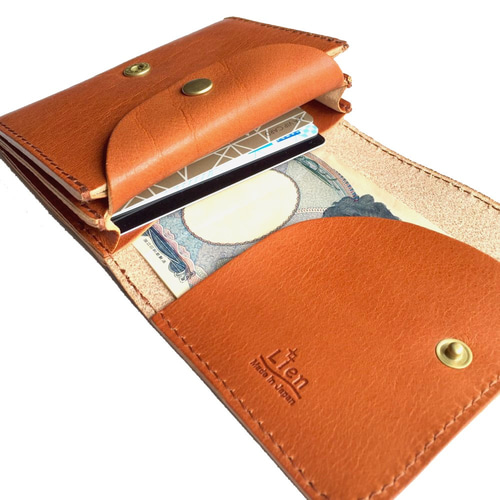 栃木レザー【Lien】ルビーレザーミニウォレット 日本製 二つ折り財布
