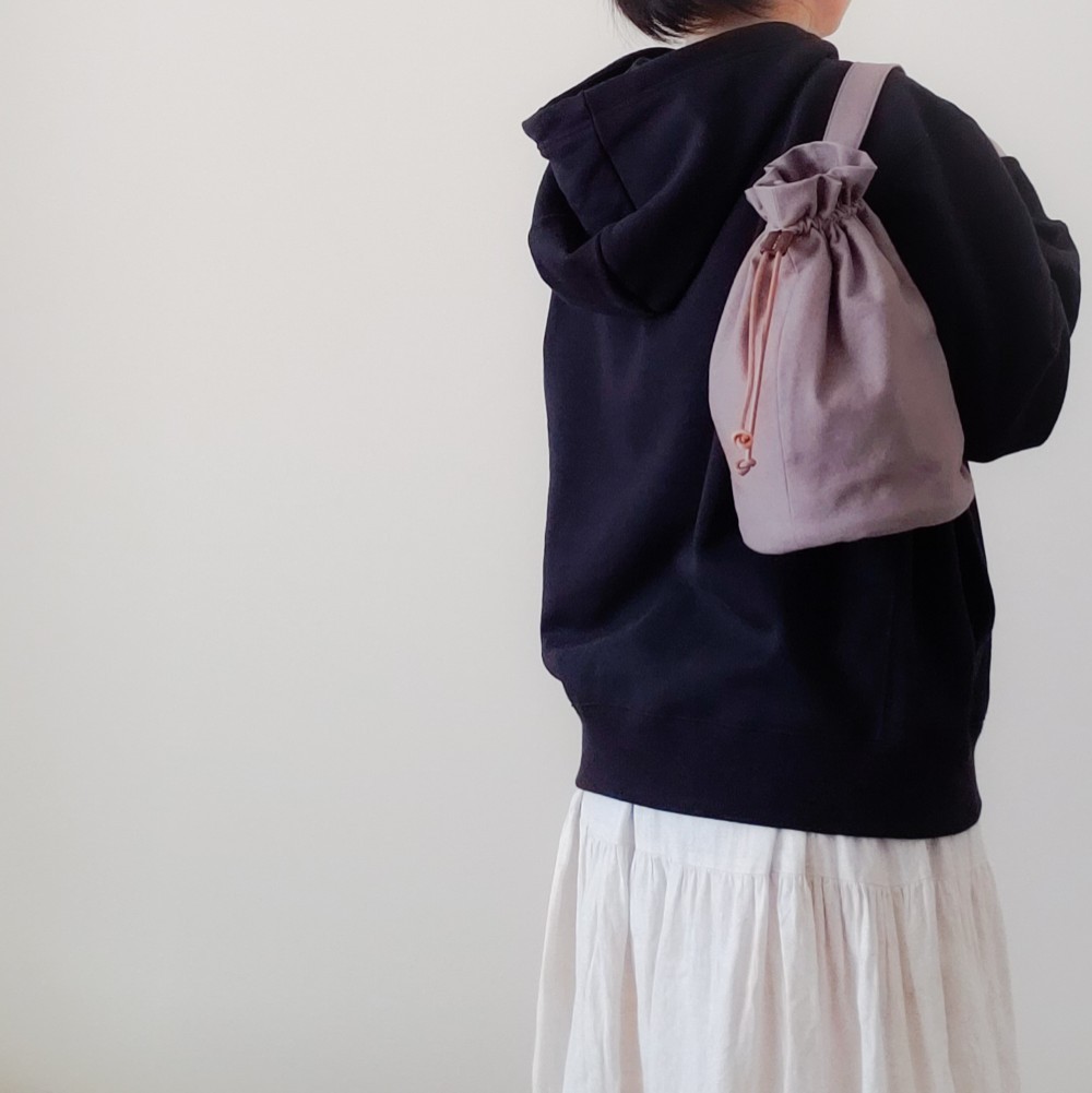【受注制作】One shoulder ruck sack-short　巾着型ワンショルダーリュック　ショート