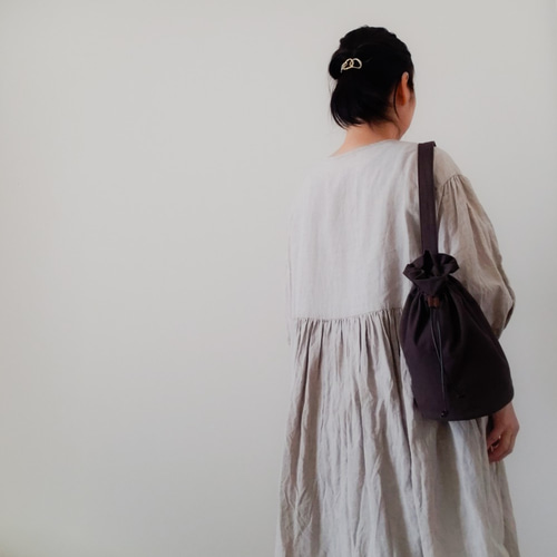 受注制作】One shoulder ruck sack-long 巾着型ワンショルダー 受注制作】One shoulder ruck sack-long 巾着型ワンショルダー