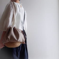 Drawstring bag Cottonlinen 共布ショルダー【受注制作】 1枚目の画像