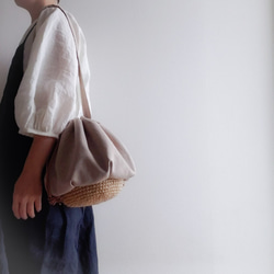 Drawstring bag Cottonlinen 共布ショルダー【受注制作】 2枚目の画像