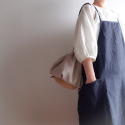 Drawstring bag Cottonlinen 共布ショルダー【受注制作】 3枚目の画像