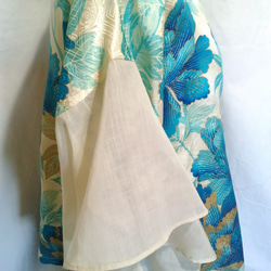 着物リメイク　青い牡丹のセットアップ 5枚目の画像