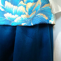 着物リメイク　青い牡丹のセットアップ 10枚目の画像