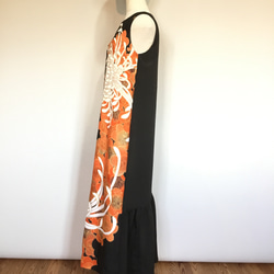着物リメイク　菊と梅の留袖ドレス 2枚目の画像