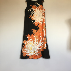着物リメイク　菊と梅の留袖ドレス 8枚目の画像