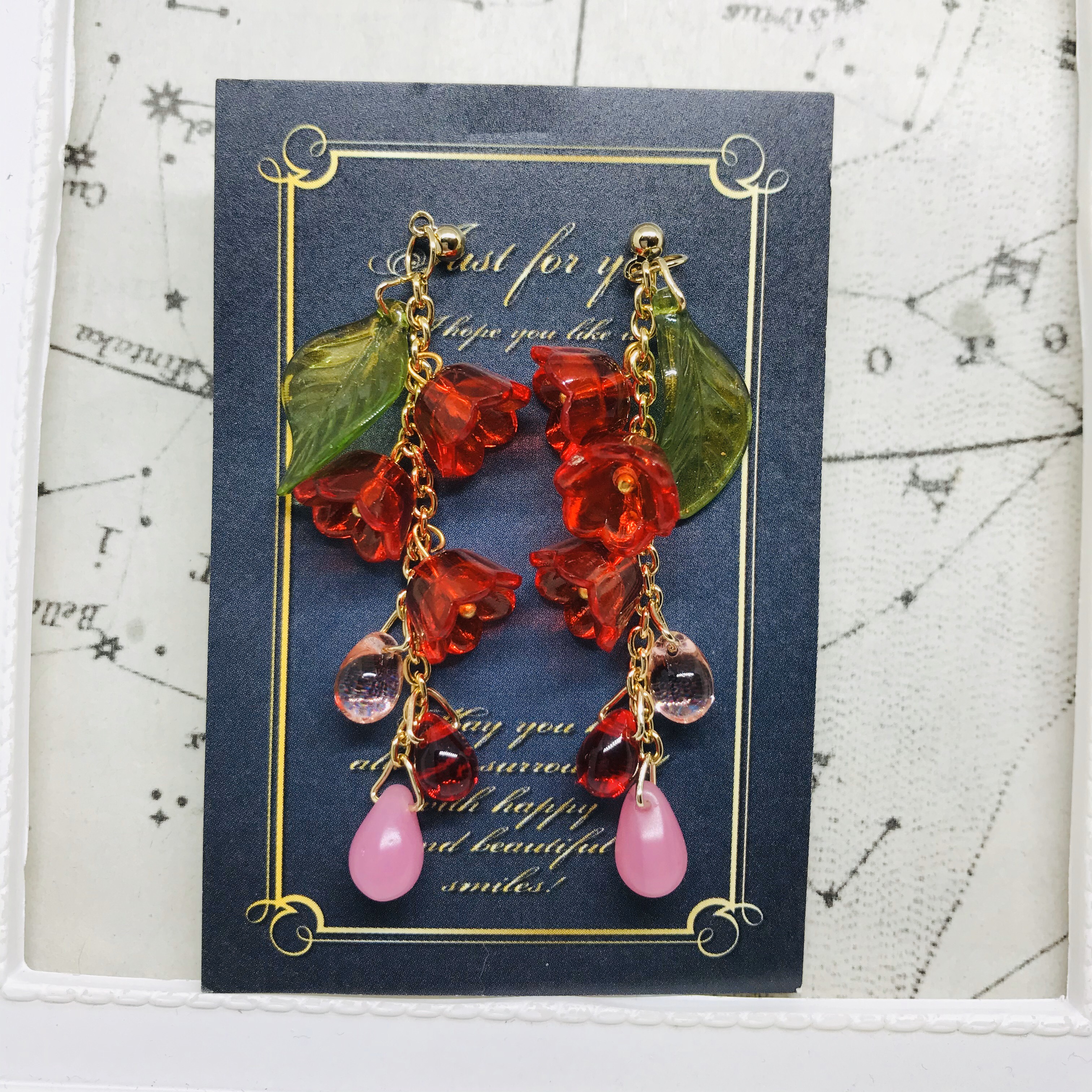 ユキ様夏色雨の日sale！現品限り　鳳仙花色(ほうせんか)のピアス14kgf ユキ様夏色雨の日sale！現品限り 鳳仙花色(ほうせんか)のピアス14kgf