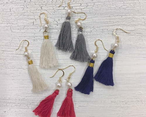 再販】ジュエリー タッセル col.レイニーブルー【ピアス