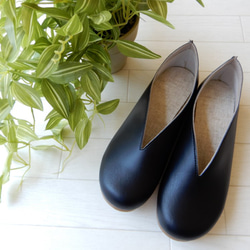 すぽっと履けて♪楽ちん♪♪幅広対応・Ⅴカット・大人ナチュラル・柔らか・フラットシューズ・105 14枚目の画像