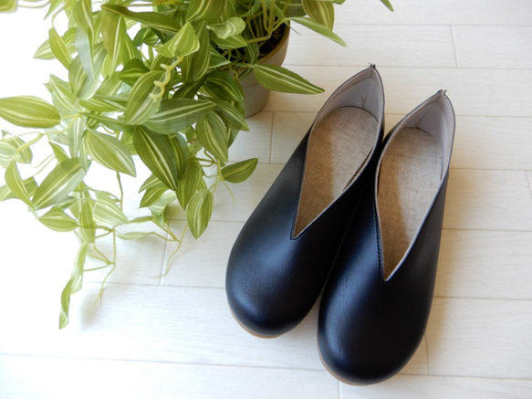 すぽっと履けて♪楽ちん♪♪幅広対応・Ⅴカット・大人ナチュラル・柔らか・フラットシューズ・105 14枚目の画像