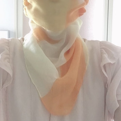 日除け マスク &ネックカバー 【数量限定】ふわっふわ軽 UVカット (③幾何学模様レモンイエロー&オレンジ) 2枚目の画像