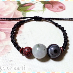 仏(ぶつ)と翡翠と天眼のマクラメブレスレット 5枚目の画像