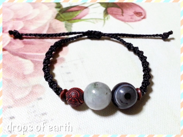 仏(ぶつ)と翡翠と天眼のマクラメブレスレット 5枚目の画像