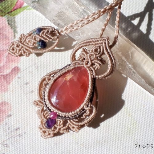 ☆一点物☆ジューシーロードクロサイト のマクラメペンダント  