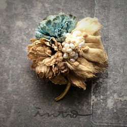 【vintageflower brooch 】—blue 1枚目の画像